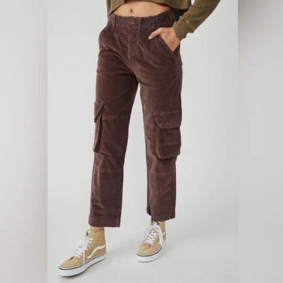 NEW FREE PEOPLE Cotton HARD CRUSHING PLUSH cargo pants 492SN - Picture 4 of 10